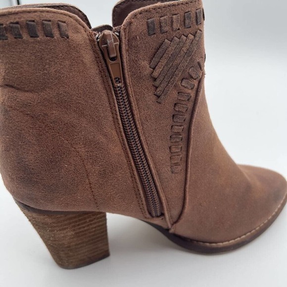 Zigi Soho Womens Halyn Ankle Boots Booties Brown Zipper Stacked Heel Woven 7.5 M - Picture 8 of 8